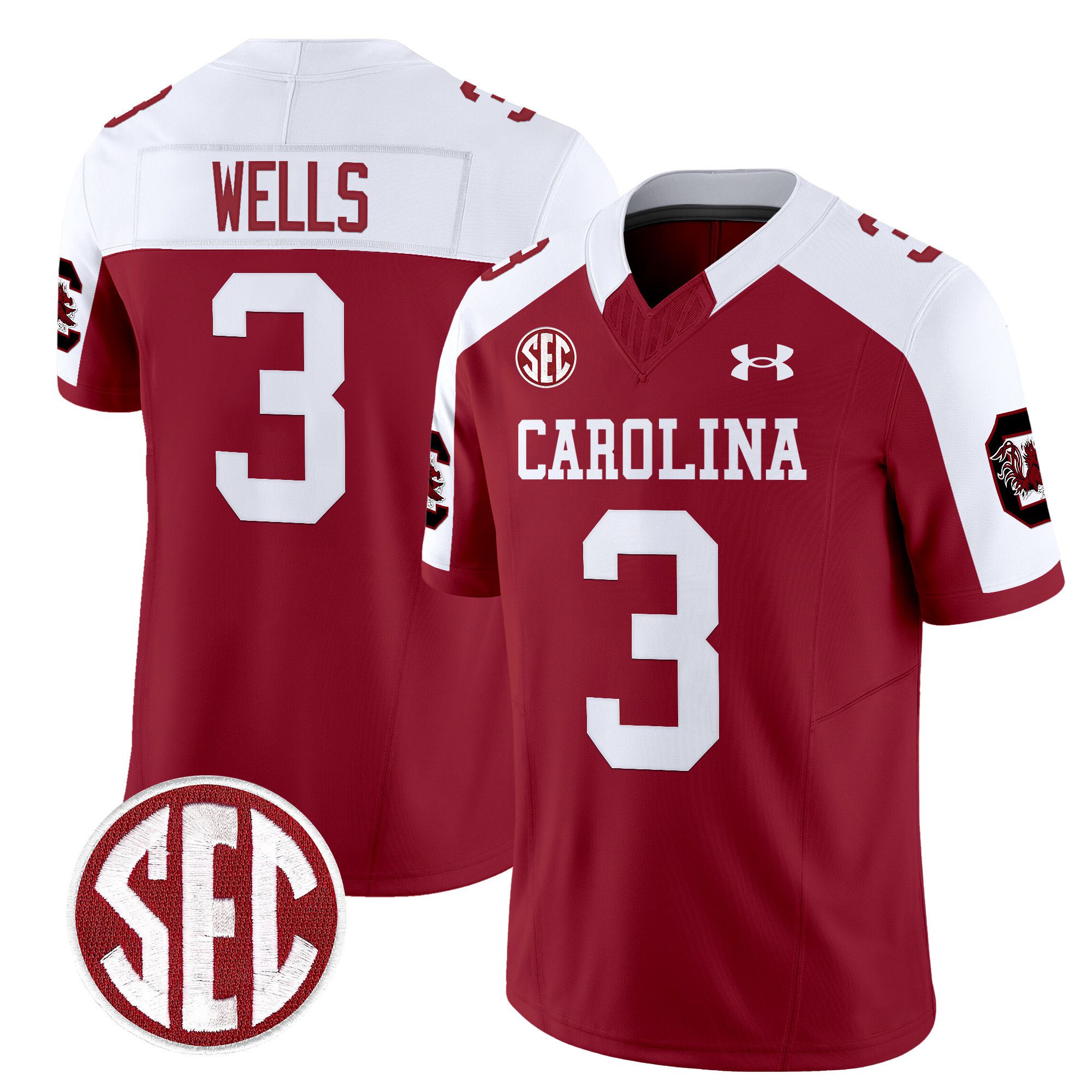 Men South Carolina Gamecocks #3 Wells Red 1980 Throwback Vapor Limited 2024 NCAA Jersey style 1->indianapolis colts->NFL Jersey